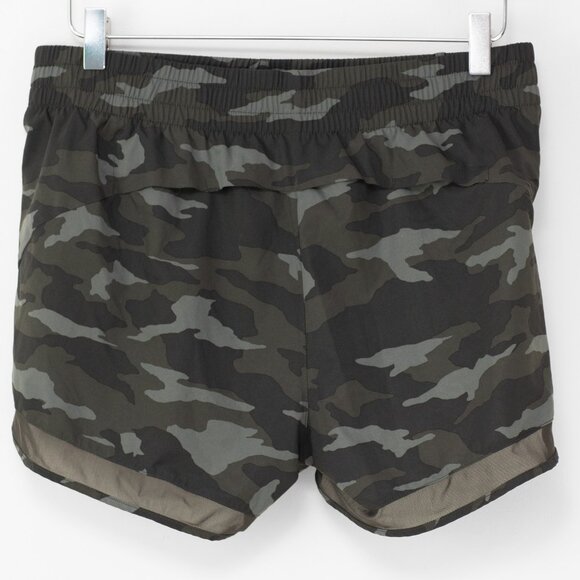 Athleta Shorts Mesh Racer Run Mid Rise 4" Built-in Brief Cameo Green Size Medium - Picture 2 of 7